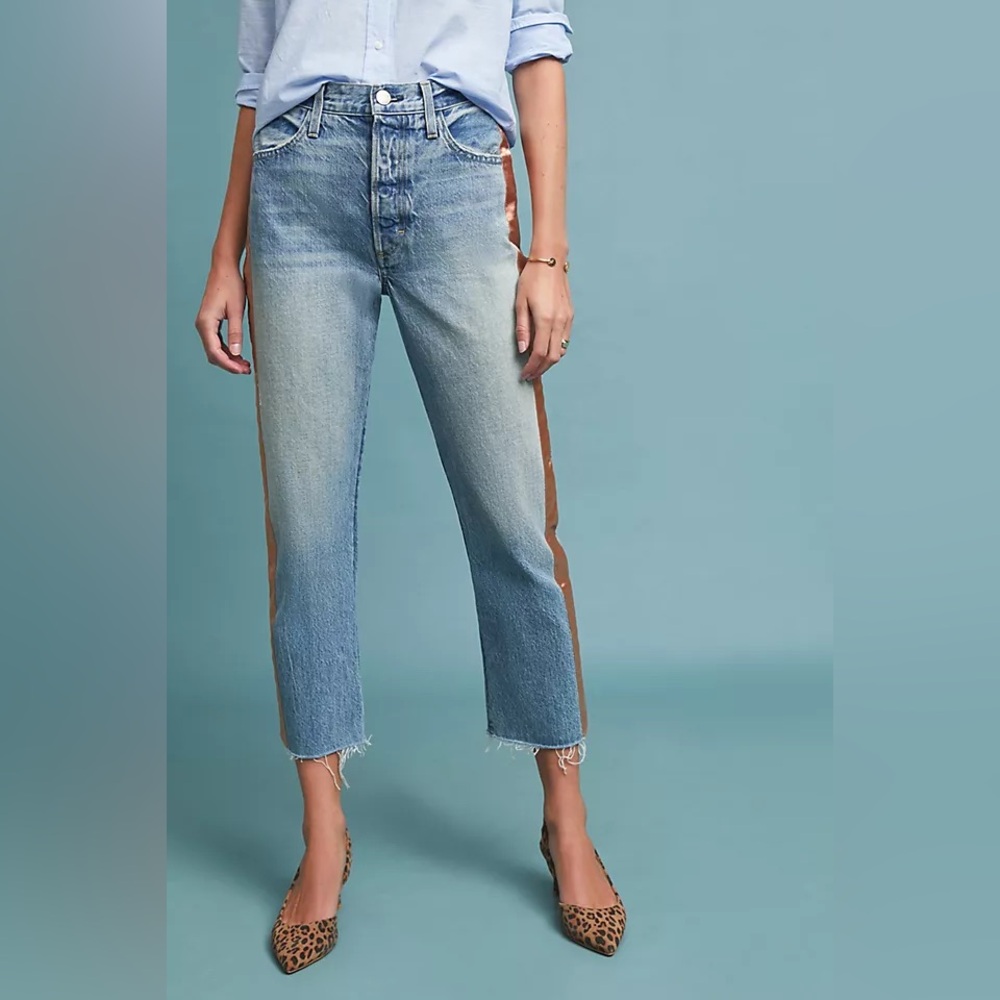 AMO Loverboy High Rise Straight Jeans in Indigo Adobe Ribbon Size 25